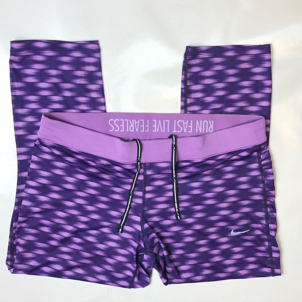 Nike Purple Dri Fit Run Fast Live Fearless Workout Leggings With Back Pocket
